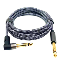Câble audio TRS 6,35 mm (1/4 pouce) tressé blindé, cordon de raccordement stéréo droit à coudé, fiche plaquée or pour table de mixage de studio