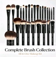 DailyQueen – Nouvel ensemble de 25 pinceaux de maquillage de luxe avec strass, pinceau éventail, poils synthétiques doux, manche en bois, pour visage et yeux, logo personnalisé disponible