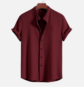 <span class=keywords><strong>Chemise</strong></span> décontractée à manches courtes pour <span class=keywords><strong>homme</strong></span>, en mélange de coton respirant et confortable, plissée texturée, idéale pour l'été – <span class=keywords><strong>Prix</strong></span> de gros - Product Image 4