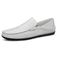 Mocasines de Cuero Transpirables Antideslizantes para Hombre, Talla Grande, Parte Superior de Cuero Vacuno Resistente a la Abrasión, Suela de Goma, Min Ke ASS