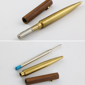 ปากกาลูกลื่นไม้วอลนัทไม้ชิงชันและเมเปิ้ลสีดำสุดๆพร้อมทองเหลืองหมุนได้และดินสอสไตลัสคุณสมบัติป้องกันการหมุน - Product Image 3