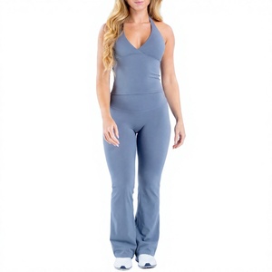 Conjunto de Yoga para Mujer, Sólido, sin Espalda, de Alta Elasticidad, Sin Costuras, de Secado Rápido, Ropa Deportiva para Pilates, Gimnasio, Correr, Conjunto de 2 Piezas - Product Image 2