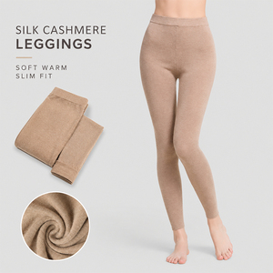 Leggings thermiques en soie et cachemire pour femme, épais et chauds, taille mi-haute, pour automne-hiver, couche de base, personnalisables avec logo, doux et de qualité supérieure - Product Image 1