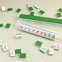 Jeu de Mahjong Yunjing Thème Surf Estival Tropical, Tuiles en Mélamine Vert Transparent Cristal Américain à Design Multi-Couches, Table Optionnelle