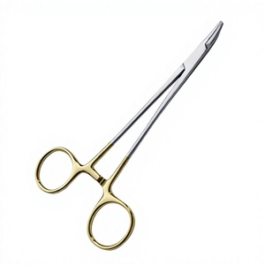 Pinzas Porta Agujas Gillies Curvas con Bordes Serrados, Tijeras de 160 mm, Pinzas Quirúrgicas Dentales de Acero Inoxidable, Manuales, Certificadas por MOL - Product Image 3