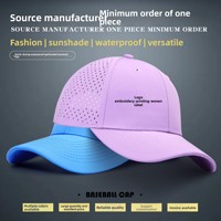 Gorra de Béisbol de 6 Paneles, 100% Poliéster, Impermeable, con Logotipo Personalizado, Perforada con Láser, Transpirable, con Protección Solar, para Primavera/Verano