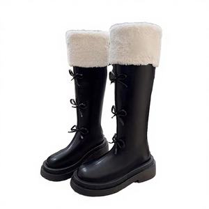 Brown Slim Plus Velvet Ankle Korean Zip Flat <b>Platform</b> Chelsea <b>Boots</b> Solid Children's Autumn/Winter Retro 2026 New - Product Image 3