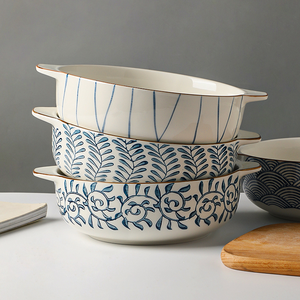 Nouveau design professionnel, bol en céramique japonais à double anse, écologique, super grand, pour soupe de nouilles, certifié BSCI, personnalisable - Product Image 1