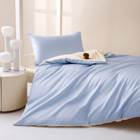 Parure de lit 3 pièces bleue effet rafraîchissant en 100 % polyester pour hôtels, maisons de retraite et usines – Fournisseur direct personnalisé en gros