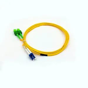 Fiber yama kablosu yeşil dublex lc fiber yama kablosu tek modlu dubleks fiber optik çift yönlü patchcord yeşil ve mavi lc - sc