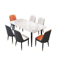 Ensemble de table à manger moderne en marbre de luxe sur mesure, design de meubles pour la maison, pieds en bois, style nordique, utilisation en restaurant, 6 places