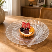 Assiettes en plastique jetables sans BPA, bord festonné ondulé, assiettes à dîner transparentes pour la décoration de table de mariage, de fête ou de banquet