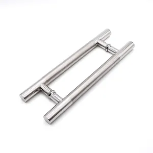 D Shape Round Bar Wooden Door Handles Aluminum Front Main Door Stainless Steel Black Pull Glass Door Handle