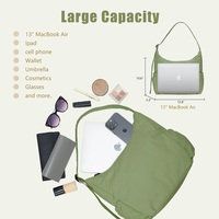 Grand sac hobo bandoulière en nylon unisexe, léger, imperméable, décontracté, pour l'été, idéal pour les voyages, avec bandoulière réglable