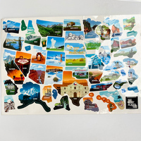 Pegatinas de mapa de fotos de EE. UU. de viaje de 50 Estados al por mayor con ilustraciones escénicas para remolque de viaje Camper