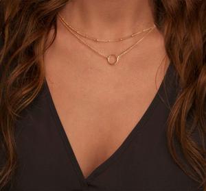 SEPT Fancy Gold Plated Edelstahl Double 2 Layer Choker Halskette für Frauen Lady Thin Chain Halsketten Schmuck - Product Image 3