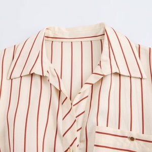 Phụ Nữ Mới Thời Trang Vành Đai Sọc Ve Áo Dài Ăn Mặc Retro Dài Tay Áo Thiết Kế Của Phụ Nữ Chic Ăn Mặc Vestidos - Product Image 3