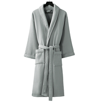 Peignoir en coton gaufré 100% coton, vêtement de nuit pour hôtel et peignoir de bain, col châle, logo brodé, vente en gros d'usine