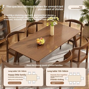 Modern Solid Wood Dining <strong>Table</strong> and Chairs Set, Walnut Rectangular <strong>Kitchen</strong> <strong>Table</strong> <strong>for</strong> <strong>Small</strong> Apartments Home Furniture Sets - Product Image 3