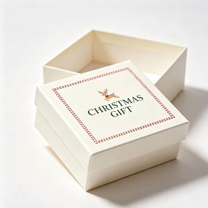 Green Square Rigid Recyclable <b>Gift</b> <b>Box</b> with UV Printed Custom Design <b>Magnetic</b> Closure Let It Snow Theme Red Ornament Inside - Product Image 2