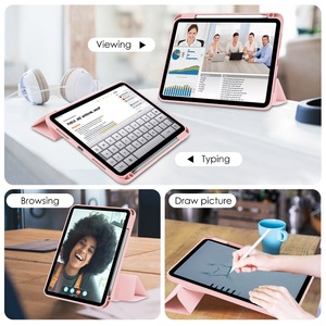 Cho <span class=keywords><strong>iPad</strong></span> không khí 4/5 10.9 2020/2022 Acrylic trường hợp khó khăn pha lê rõ ràng trở lại 360 độ xoay Bút Chì Chủ xoay mềm cạnh Bìa - Product Image 5