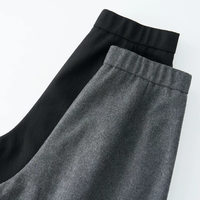 Pantalon large pour femme gris anthracite en mélange de laine taille haute fluide, idéal pour le bureau ou les occasions décontractées – Meilleure vente