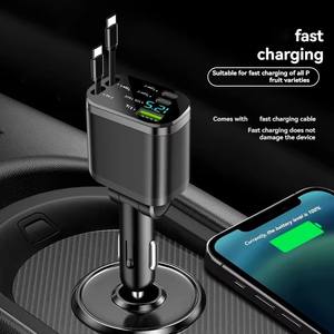 Adaptateur chargeur voiture 150W 5 en 1, charge rapide USB Type C avec câbles Type C rétractables pour <span class=keywords><strong>iPhone</strong></span>, Huawei, Samsung - Product Image 1