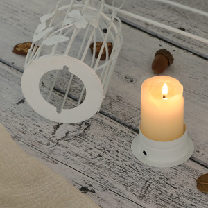 Delicate Wrought Iron Birdcage Tea Light Candle Holder <strong>White</strong> <strong>Candlestick</strong> for Home Decor Party - Product Image 2