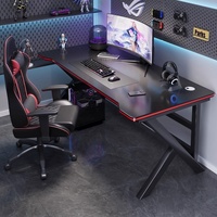 Bureau de jeu en bois noir haut de gamme OEM/ODM, surface ergonomique en fibre de carbone épaissie pour la maison, le bureau et la salle d'e-sport