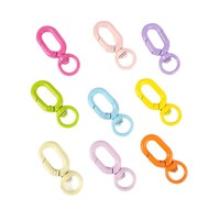 Porte-clés coloré en forme de U à ressort, en alliage, peint, motif 8 caractères, accessoire DIY pour bijoux