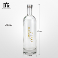 Nouveau design Bouteilles en verre dépoli 500ml 750ml Rhum Tequila Vin Brandy Bouteille vide avec liège
