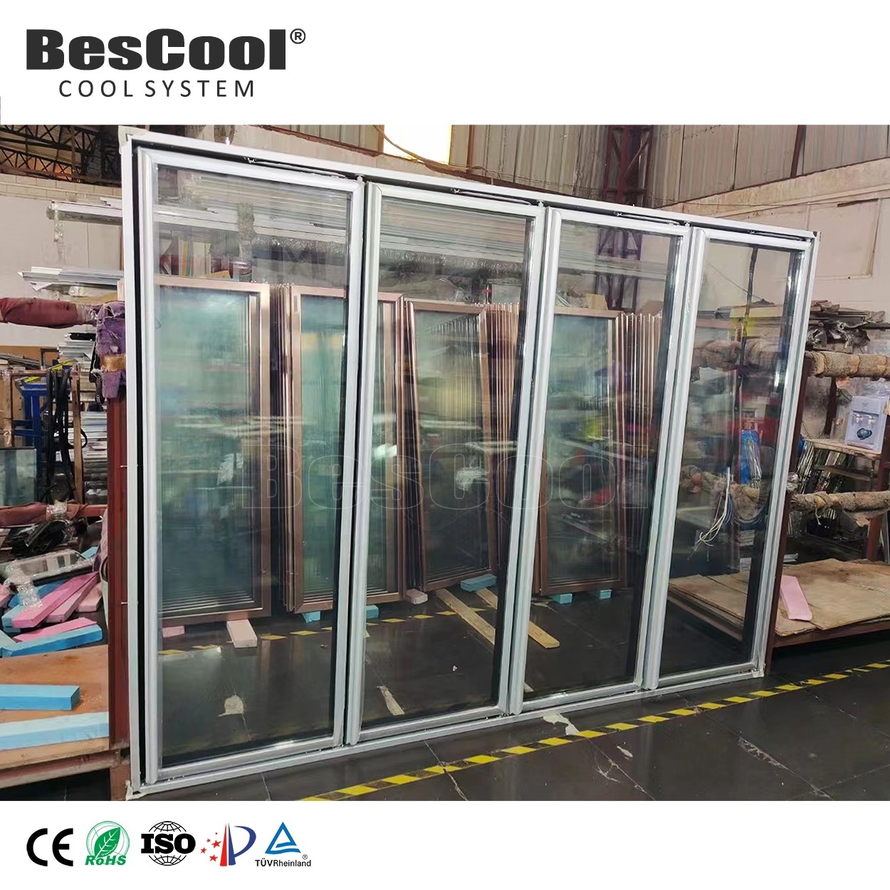 Walk-In <strong>Cooler</strong> <strong>Glass</strong> <strong>Door</strong> for Display Room 100mm & 75mm Thickness Panel Durable Electrically Heated <strong>Glass</strong> <strong>Door</strong>