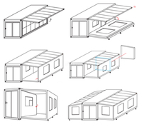 Maisons préfabriquées en conteneurs extensibles de 20 pieds et 40 pieds, maisons préfabriquées en conteneurs pliables et extensibles, maisons portables de petite taille, 2, 3, 5 chambres