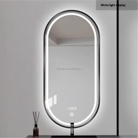 Miroir intelligent de salle de bain mural à LED tactile, cadre en alliage d'aluminium incassable, écologique, luxe léger, pour hôtel