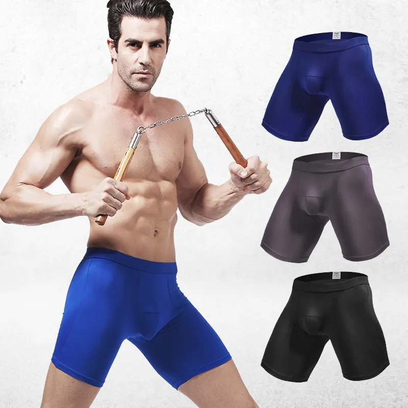 ODM Wholesale sports men's briefs running five quarter panties underwear long style Modal quick dry men's boxers