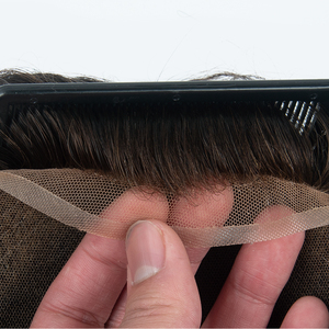 Toupee de Cabello Humano Remy Virgen Indio 100% de Alta Calidad para Q6 Los Ángeles GM2Base, Marrón Oscuro/Claro, Línea de Cabello Natural, Longitud Corta - Product Image 2