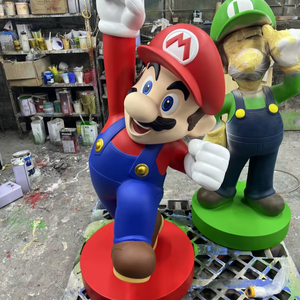 Personalizar fibra de vidrio Mario escultura tamaño real juego personaje figuras resina Mario Brother estatuas para la venta - Product Image 2