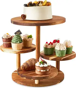 Vassoio a più livelli per fattoria supporto per torretta per Cupcake rotondo a 4 livelli per 50 Cupcake alzata per torta in legno con vassoio a strati Decor