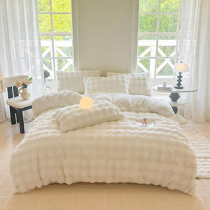 Lusso Ultra morbido soffice biadesivo in pelliccia di coniglio peluche velluto latte 4 pezzi Set di biancheria da letto di qualità copripiumino invernale - Product Image 4