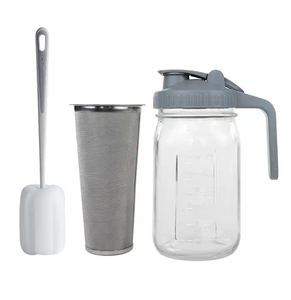 Carafe en verre Mason Jar avec couvercle à bec verseur rabattable pour le stockage du lait maternel, café froid 1 litre, 32 oz, 64 oz - Product Image 3