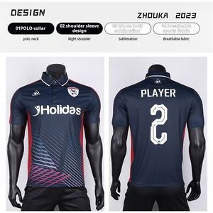 Personalisiertes Ganzkörper-Sublimations-Poloshirt Fußball-Uniform Kurzärmeliges T-Shirt für Werbegeschenke - Product Image 4