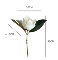 Fleur artificielle haut de gamme en soie gelée douce, à tête unique, grand modèle, effet magnolia blanc simulé, avec revêtement tactile et technique de gaufrage en relief