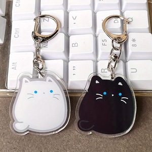 Porte-clés en acrylique, adorable chaton de dessin animé, poupée mignonne, joli petit porte-clés pour sac à dos d'étudiant, ornements amusants, pendentif - Product Image 5