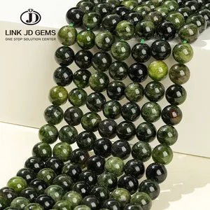 JD Wholesale 6/8/10mm Green Color Semi Precious Gemstone Natural Diopside Loose Round Chalcedony Round Beads for Jewelry Making