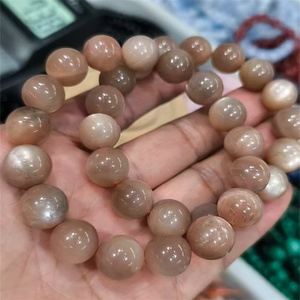 New Arrivals 12mm Natur Peach <strong>Moonstone</strong> Crystal Fashion Beaded <strong>Bracelets</strong> for Gift - Product Image 3