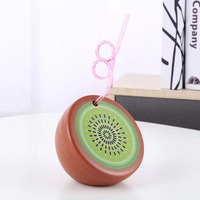 Gobelets à jus jetables en PET en forme de pastèque, d'orange et de kiwi avec couvercle pour les fêtes