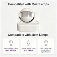Sensor Gerak PIR Dinding IP44 180 Derajat 12m Lux Dapat Diatur 1200W Saklar Lampu Otomatis untuk Hotel Kantor Tangga Dalam Ruangan