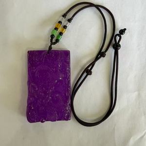 قلادة تنين من اليشم الأرجواني الطبيعي - تمثال يدوي منحوت من اليشم البورمي من النوع أ، قلادة تميمة - Product Image 4