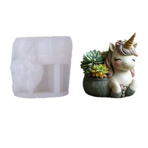 Moule en silicone Licorne pour bougie et gobelet en plâtre, non toxique, compatible cuisinière, pour DIY, ornements d'aromathérapie domestique, décoration, fleurs en ciment - Product Image 3