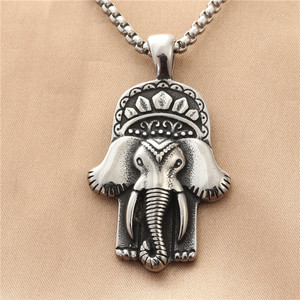 yunnique <b>Elephant</b> Pendant Stainless Steel Men's Necklace Retro Animal Design 19056 - Product Image 1